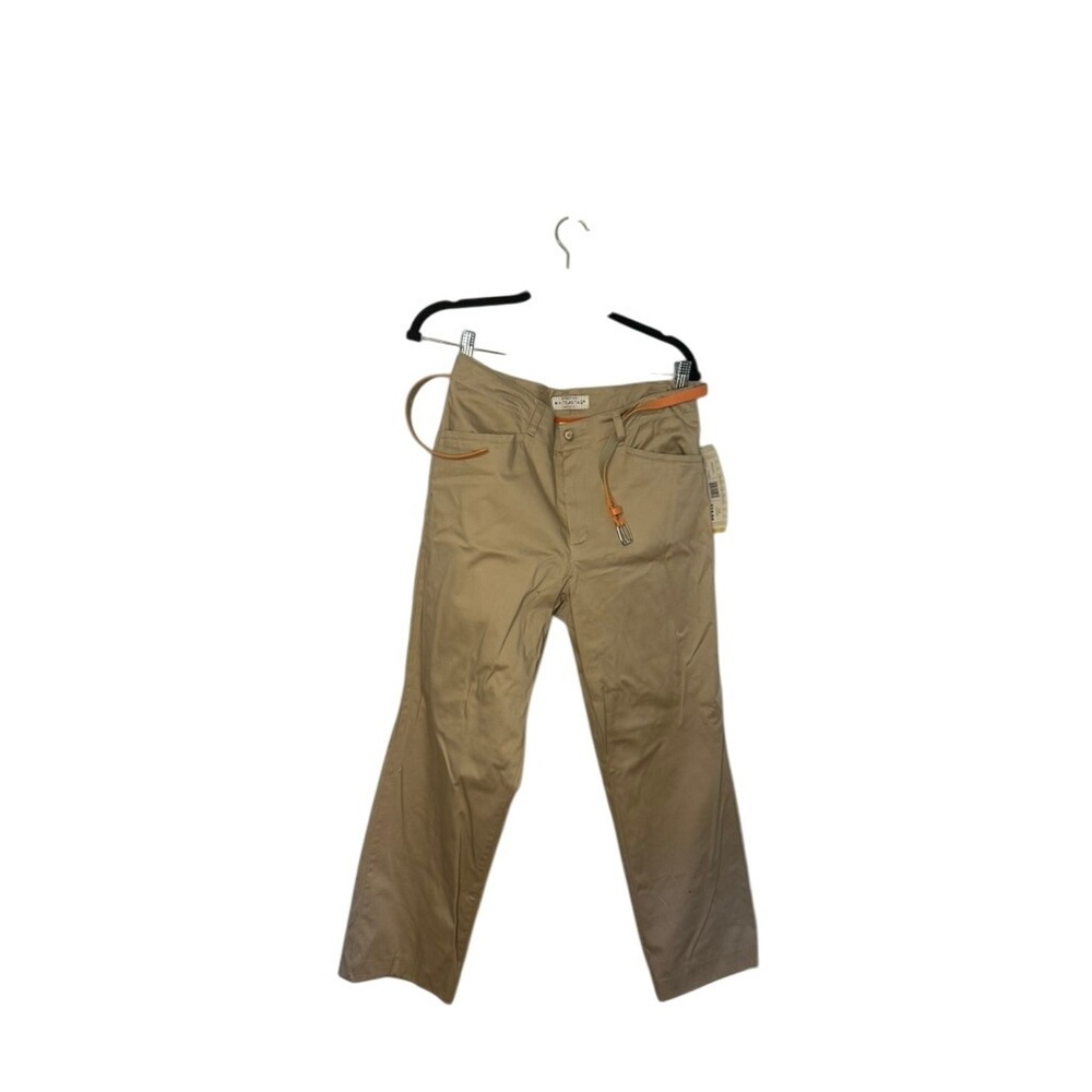 White Stag Petite Khaki Tan Stretch Cotton Blend Pants‎ with Belt Women's NWT